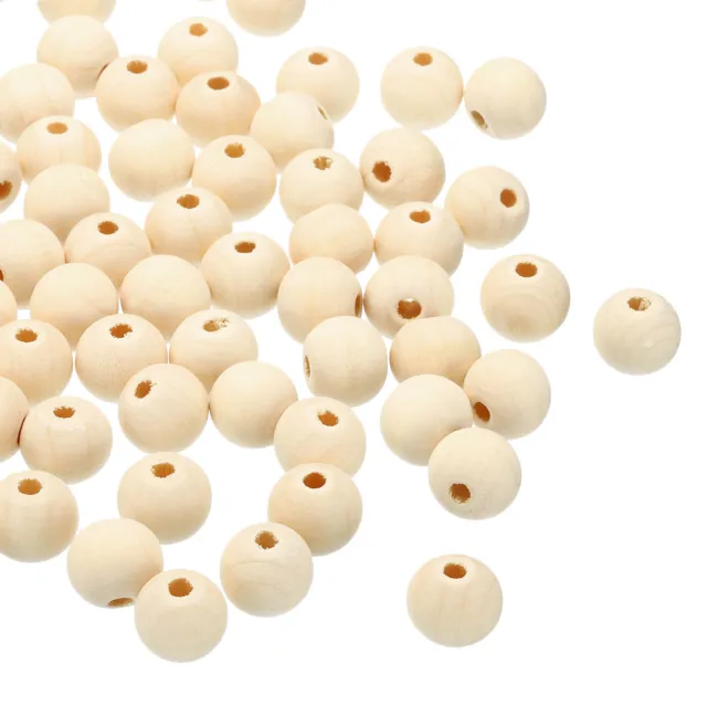 14mm Natural Wood Beads, 150 Pack Unfinished Wooden Beads Round Loose Beads