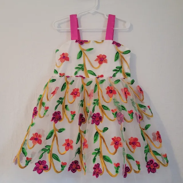 Halabaloo Girls Embroidered Tulle Floral  Party Dress Sleeveless  Lined  Size 5