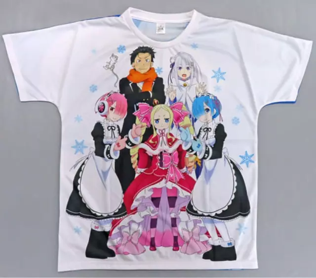 Re zero T-shirt Subaru Emilia Puck Rem Ram Beatrice Beatrice Size L Memory Snow