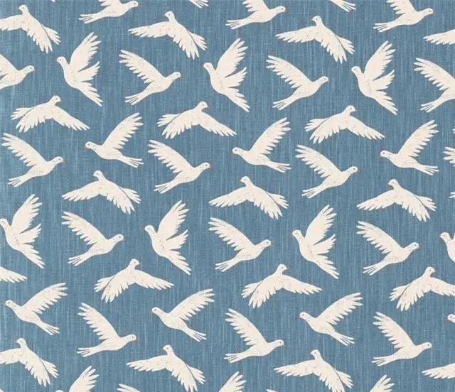 SANDERSON CURTAIN FABRIC DESIGN "Paper Doves" 2 METRES DENIM 100% COTTON