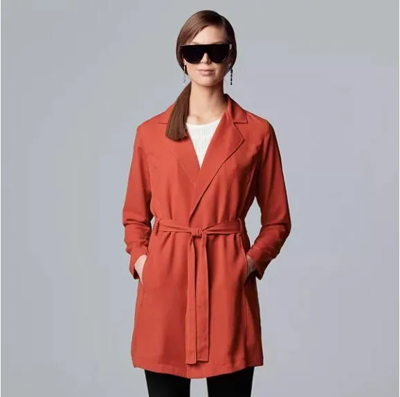Women's Simply Vera Vera Wang Soft Belted Jacket Rachel Red XL/2XL
