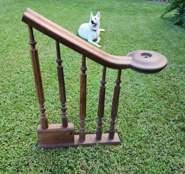 Antique Victorian Wood Stairs Railing Architectural Salvage Spindles Newel Post
