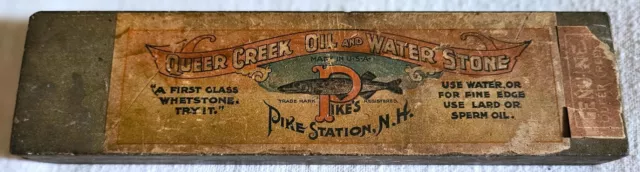 Antique Whetstone / Queer Creek Oil & Water Stone / Pike Station New Hampshire