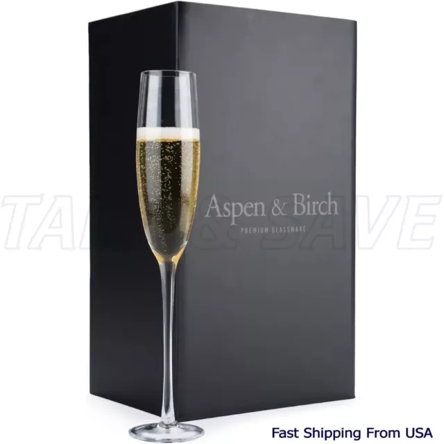 Set of 6 - Timeless Champagne Flutes,  Premium Crystal (5 oz) Mimosa Glasses