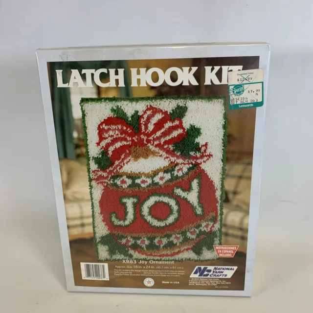 "Kit de gancho de pestillo ""Joy"" National Yarn Crafts vacaciones de Navidad 18 X 24 XR83 EE. UU. Nuevo
