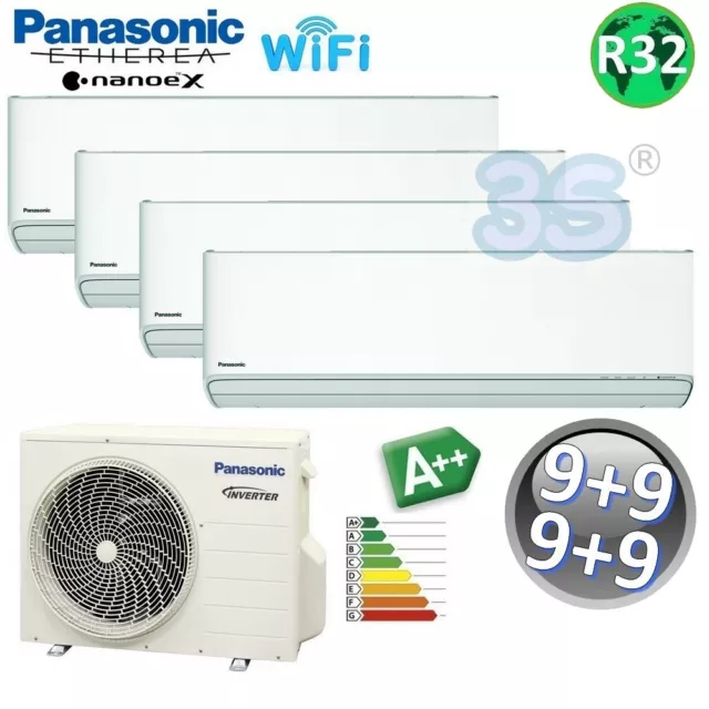 3S Climatiseur Panasonic Multi 4 Split Etherea Série Z 9+9+9+9 A++ Wifi Nanoex