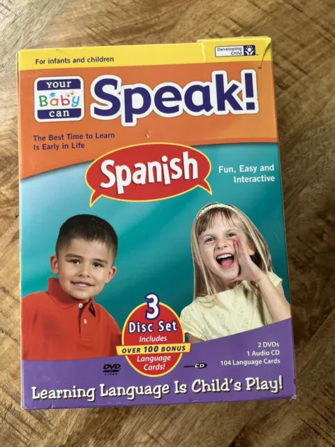 Your Baby Can Speak “Spanish” 3 Disk Set + Flashcards New Sealed Box Baby Child