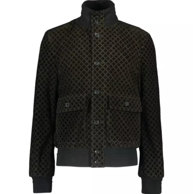 GUCCI DIAMOND PATTERN Suede Leather Jacket UK 36 IT 46 3 030