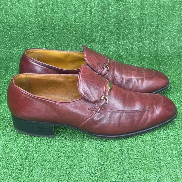 BALLY VINTAGE LOAFERS Shoes Burgundy Leather Horsebit Men's Size 9 D ...