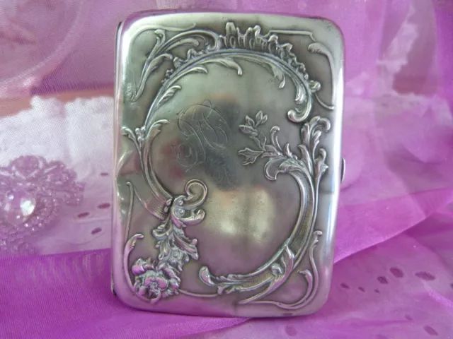 Porte Cigarettes En Argent Monogramme Art Nouveau