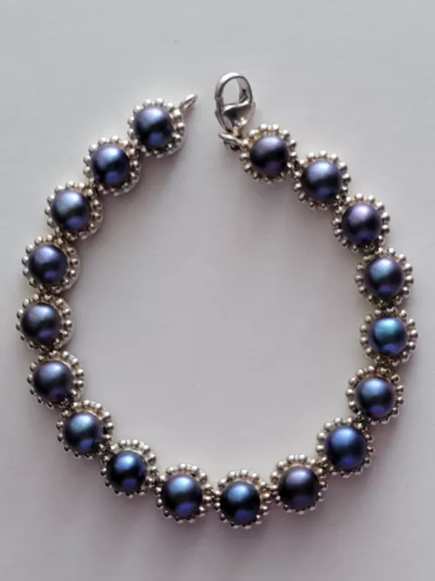 Honora Sterling Silver Black Freshwater Pearl Bracelet 7- 3/4"
