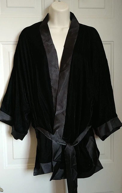 Max Studio Women's Black Velour Kimono Robe, Size M