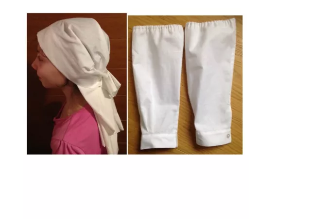 WW1 WWI VAD Nurse costume Headscarf Hat Headgear Veil Sleeve Protectors Handmade