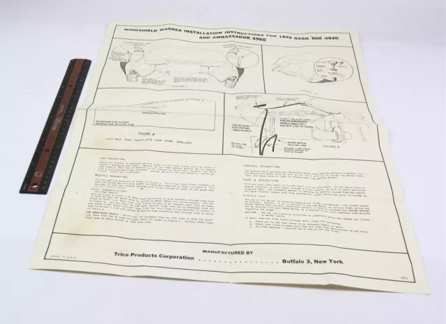 Vintage 1949 Trico Nash Window Washer Accessory Kit Instructions Rare