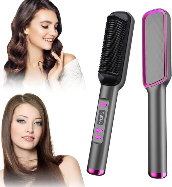Electric Hair Straightener Brush Straight Quick Iron Hot Comb Negative ion Brush