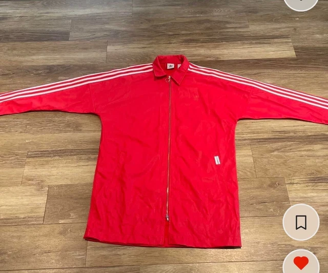 Adidas originals x fiorucci sales trefoil denim jacket in red