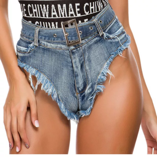 FEMME JEANS SHORT Taille Moyenne Denim Shorts Chaud Jeans D chir