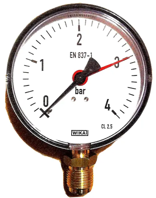 MANOMETER 1/2 ANSCHLUSS unten radial Wika 0-4 bar 100mm für Heizung Wasser  Luft EUR 10,00 - PicClick DE
