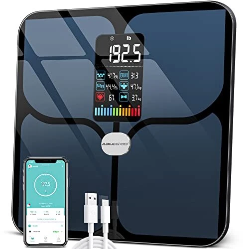 Escala de grasa corporal ABLEGRID escala digital de baño inteligente para peso corporal grande LC...
