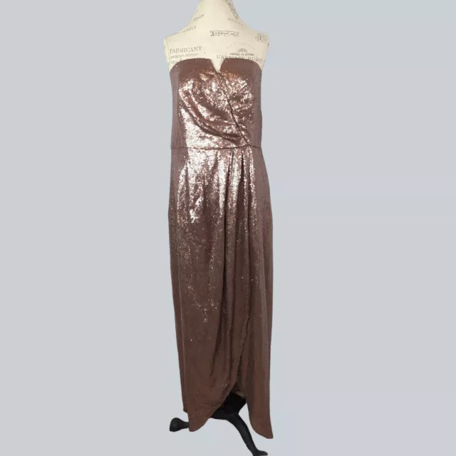City Chic Gold Sequin Dress 16 Tulip Siren Maxi Strapless
