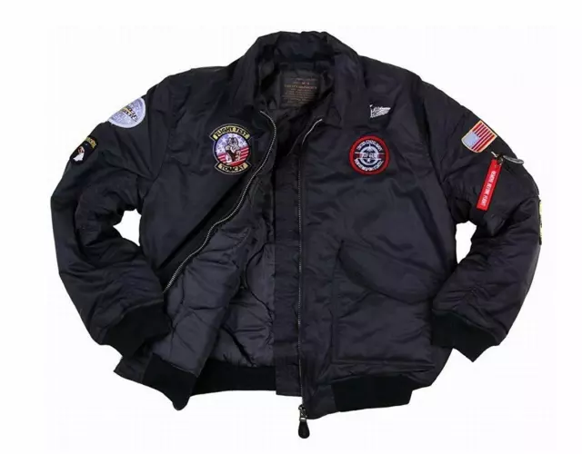 Blouson Aviateur Bombers CWU45 TOP GUN Noir Enfant de 4 à 16 ans Avec Porte Clé