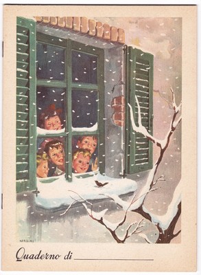 SERIE POESIE VECCHIO QUADERNO SCOLASTICO ILLUSTRATORE NARDINI  CARTIERA CISA 