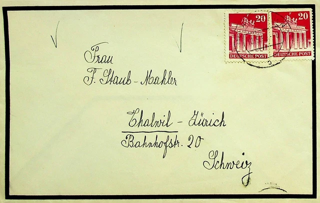 Deutschland 20pf 2v Auf Mourning Abdeckung US Zone Sich Zürich Schweiz