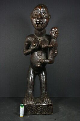African PHEMBA Maternity Statue - BACONGO,  D.R.Congo  TRIBAL ART CRAFTS 3