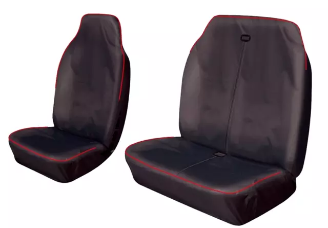 Vw Volkswagen Lt35 Heavy Duty Waterproof Black + Red Stripe Van Seat Covers 2+1