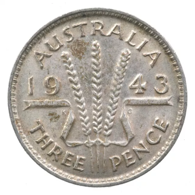 SILVER Roughly the Size of a Dime 1943 Australia 3 Pence World Silver Coin *955