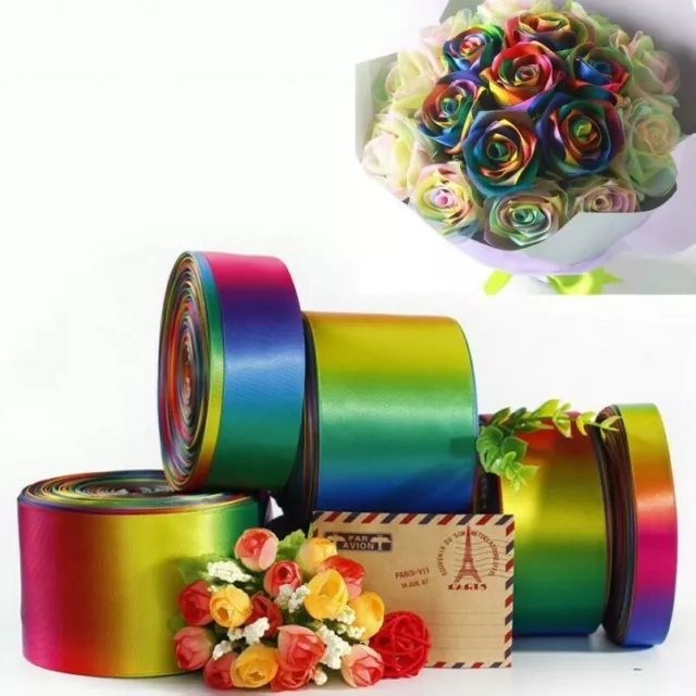 45.7m Arcobaleno Double Sided Pastello Raso Nastro Grosgrain Mulinello Regalo