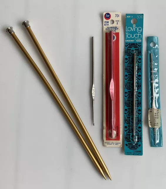 Lot of Vintage Crochet Hooks and Knitting Needles Steel & Aluminum USA