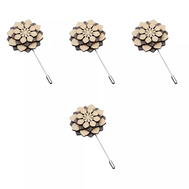 4 Pack Boutonniere Pin for Men Flower Lapel Man Modeling Sun