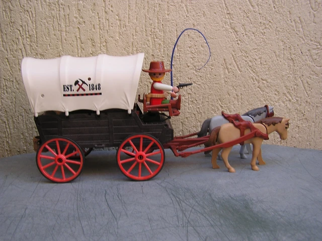 Lot Playmobil Vintage 3785 - Nordistes/Sudistes, Chariot, Caisses, Fusils - 1994
