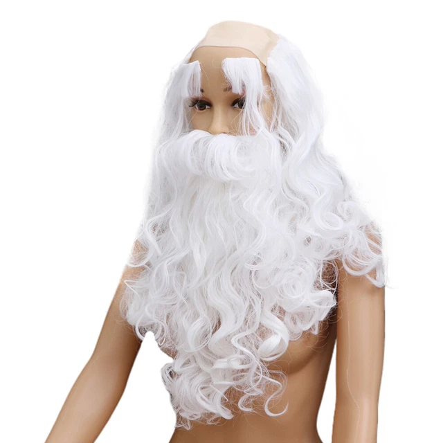2 Set Costume Baffi Natale Accessori Padre Anziano Falso
