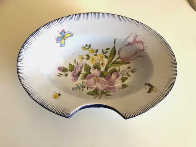 ancien et superbe plat coupe  décor floral faïence de charolles, Molin Regnier
