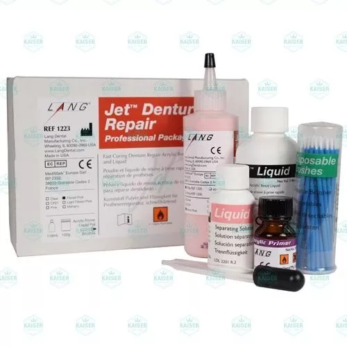 Lang Jet Denture Repair Complete Kit Acrylic Fibered Pink Fast Set #1223FIB