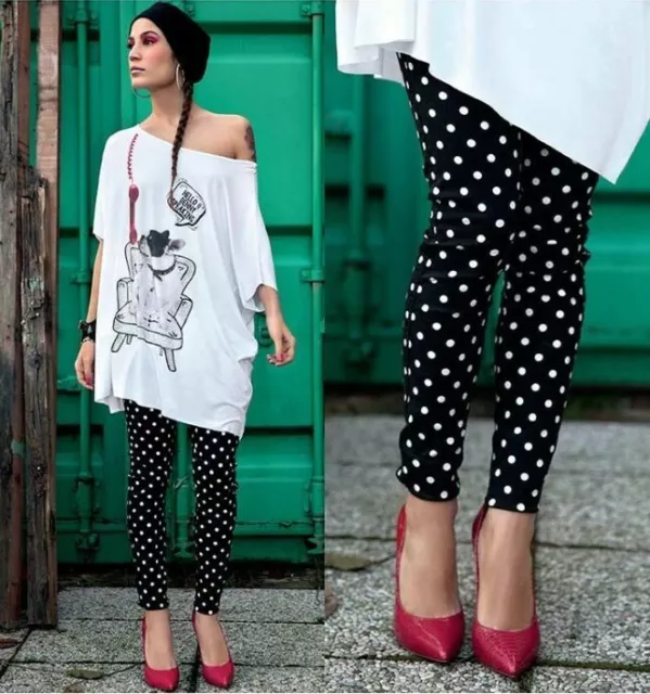 pantaloni jeans DENNY ROSE neri con pois taglia 44 NUOVI rarissimi