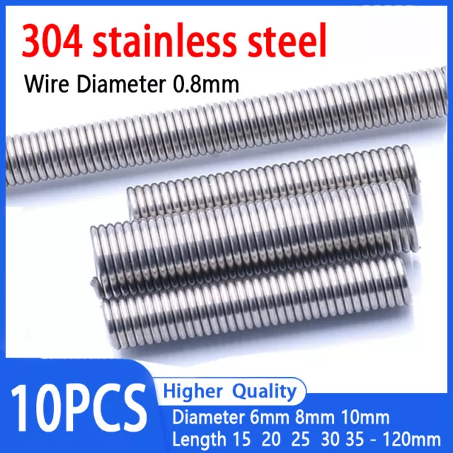 Tension Spring Wire Dia 0.8mm Extension Spring Hookless Ring 304 Stainless Steel