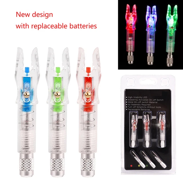 6pcs Archery LED Arrows Lighted Nocks Replaceable Battery 6.2mm Arrow Nock Tail