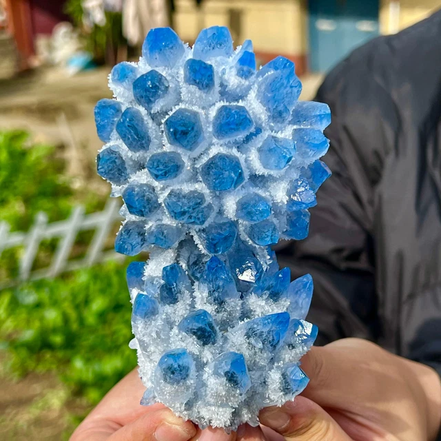 577G New Find sky blue Phantom Quartz Crystal Cluster Mineral Specimen Healing 2