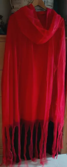 Long Red Hooded Cape Fancy Dress  Cloak  Halloween Devil Costume New