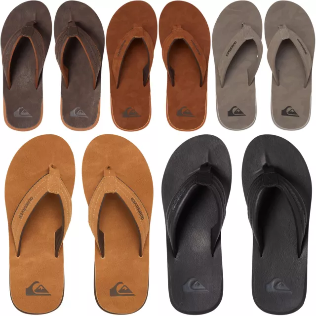 Quiksilver Mens Carver Nubuck Faux Leather Thongs Sandals Flip Flops