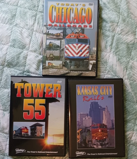 Train Railroad DVD Lot Of 3 Pentrex Railroads Kansas Tower 55 Today's Chicago