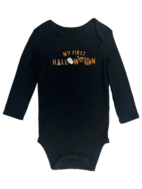 Carters Infant Boy Black My First Halloween Bodysuit Ghost Long Sleeve 12 Months