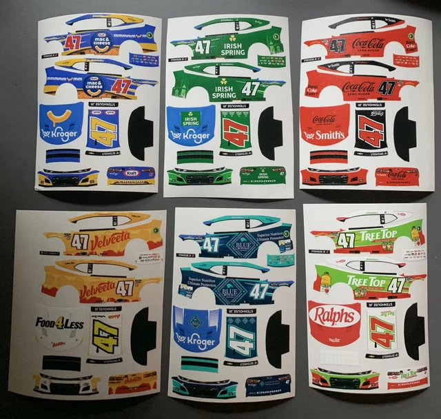 LOT OF 6 Custom 2023 Ricky Stenhouse Jr 47 NASCAR 1/64 Scale Peel