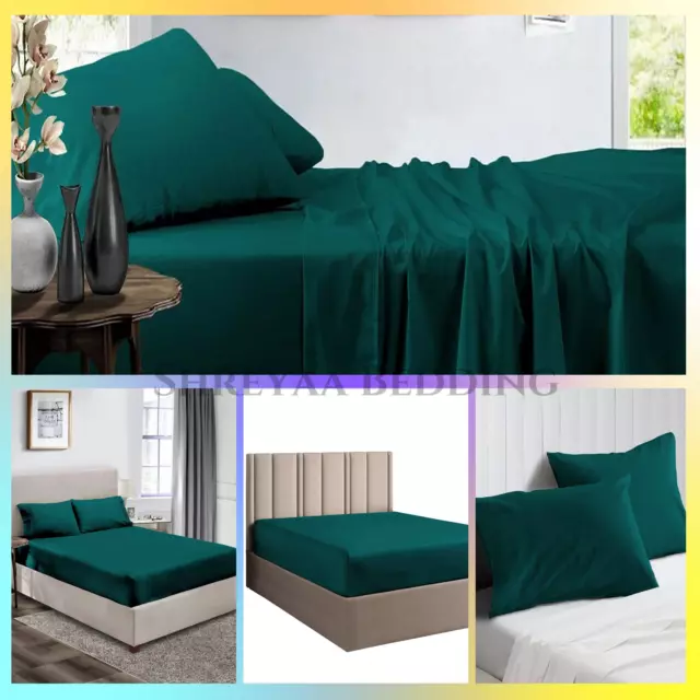 Gracy Deep Wall Bedding Sheets 1000TC Egyptian Cotton Queen Size Teal Solid