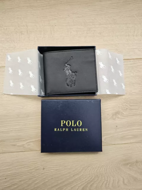 Polo Ralph Lauren Big Pony Black Leather Wallet Credit Card Holders UK Mens Gift