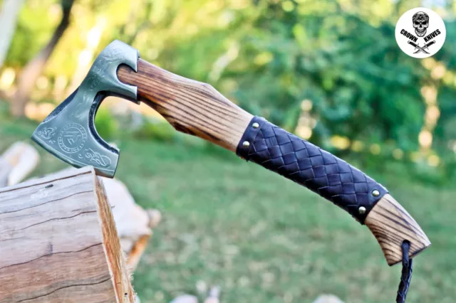 Custom Handmade Corban Steel Viking Axe For Hunting Outdoor Camping Tomahawk