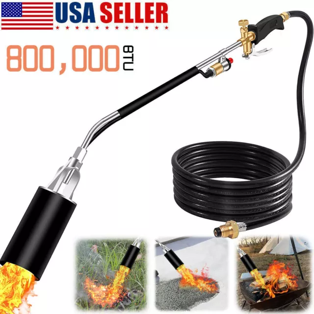 Portable Propane Torch Snow Melter Weed Burner Flame Wand Igniter Roofing Black